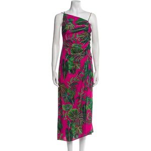 Farm Rio Floral Print Slip Dress Green Pink Size XS